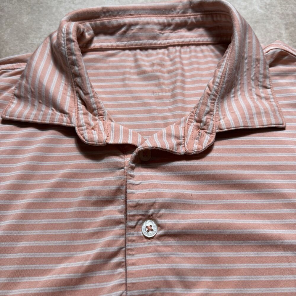 Southern Tide Mens L Brrr Performance Shirt Striped Golf Activewear Polo Wicking